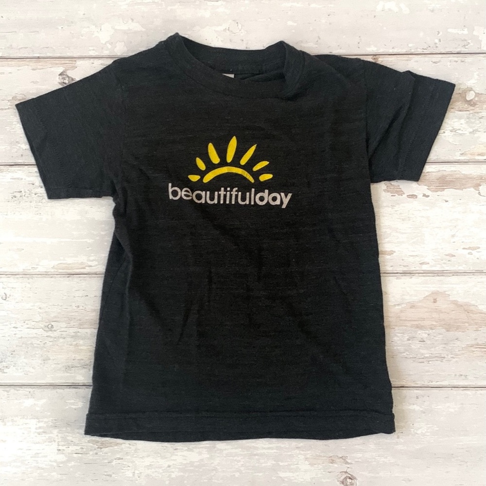 Boys 4T Shirt Gray Short Sleeves Kids Toddler Top Beautiful Day Sunshine Size 4
